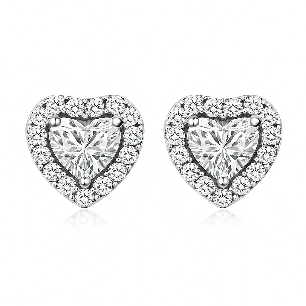 Luna Heart Earrings | White Gold 16k