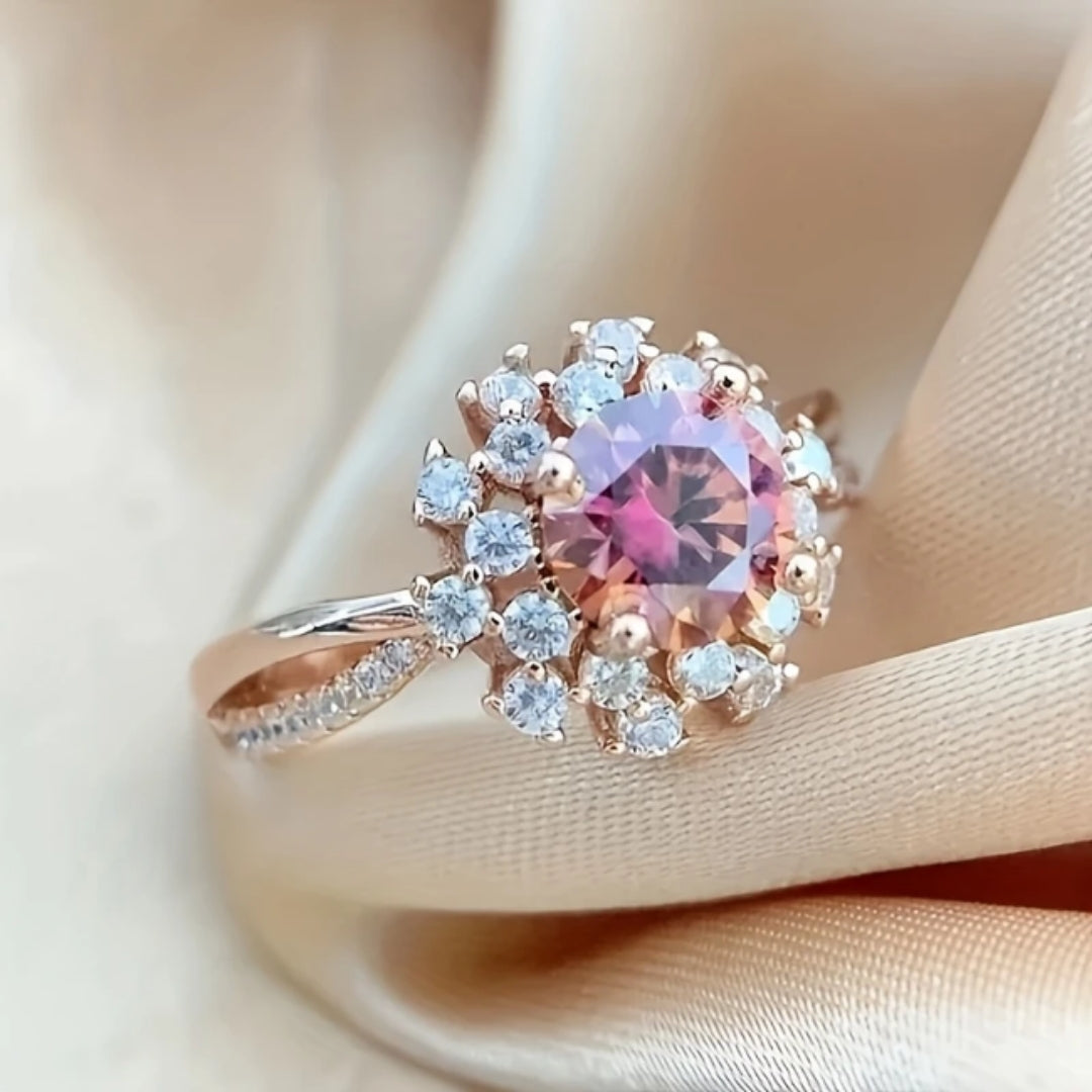 Pink Rounded Sparkling Ring
