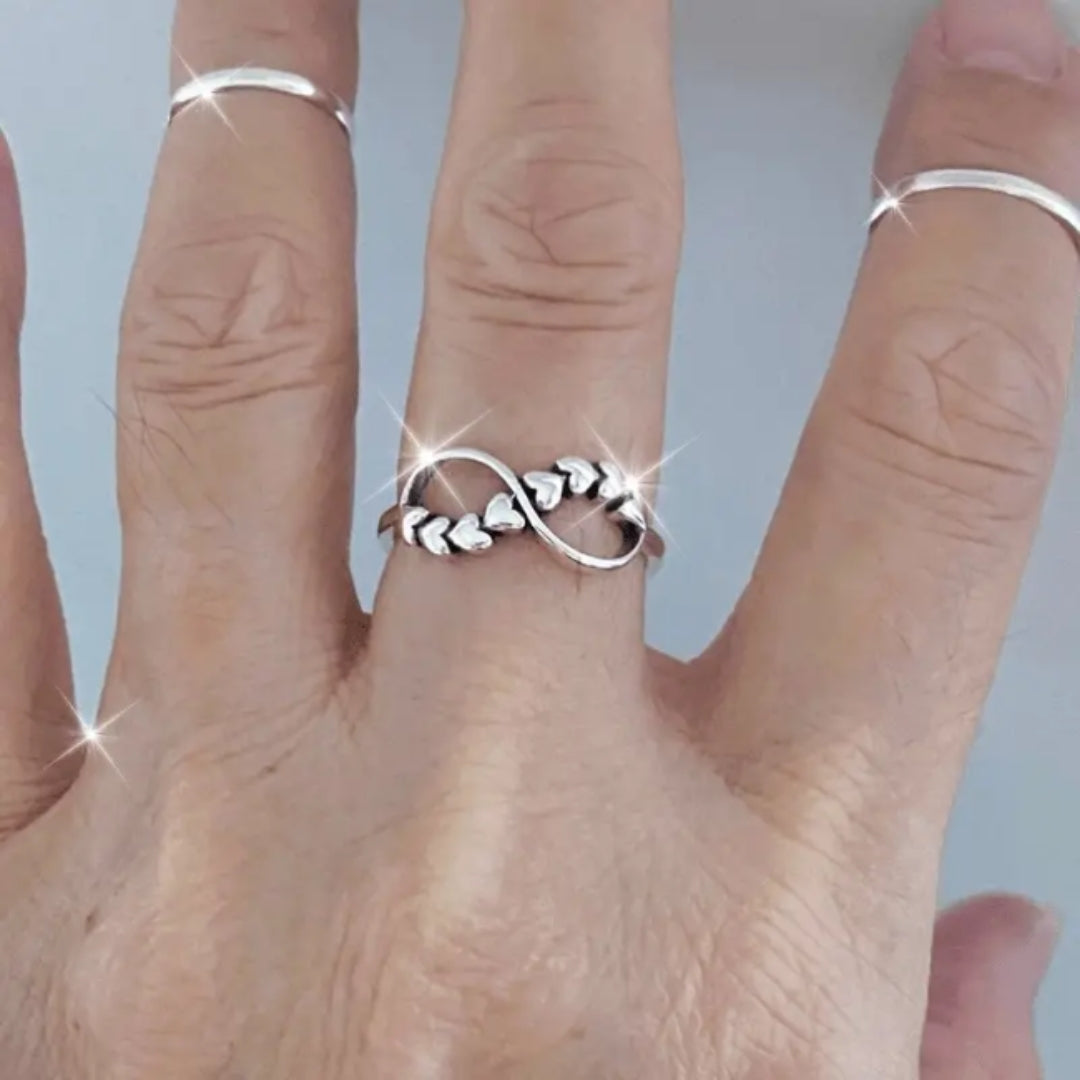 Infinity Heart Silvered Ring