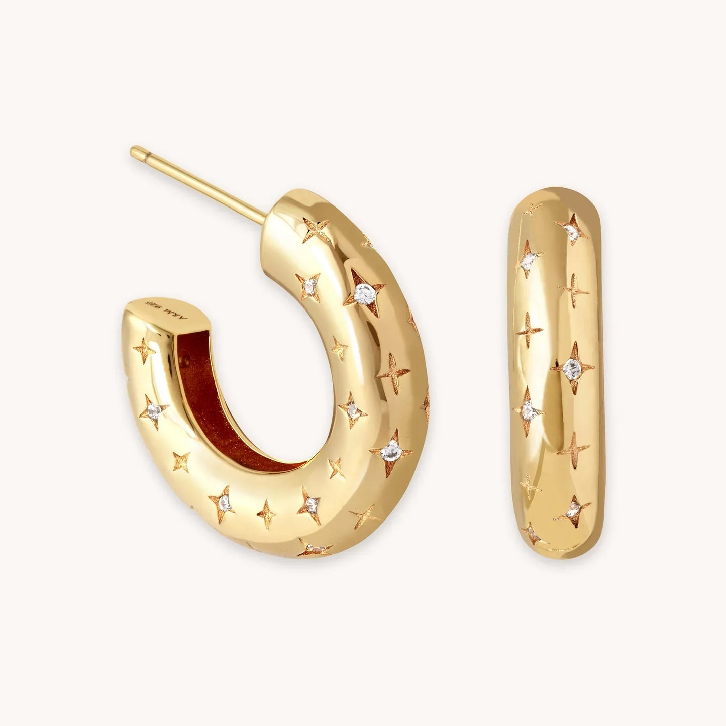 Cosmic Hoop Earrings | White Gold 16k