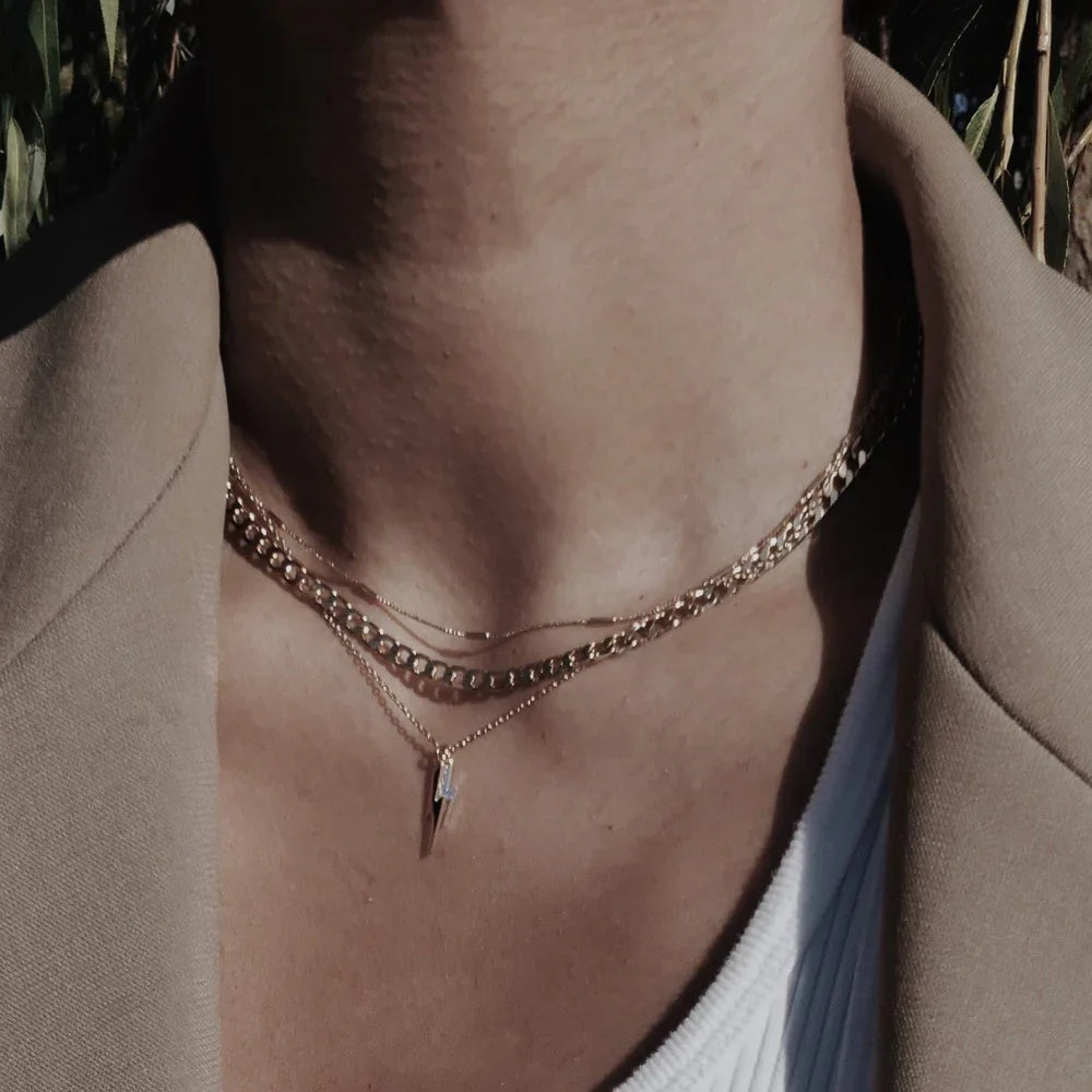 Flat Link Curb Chain Necklace | White Gold 16k