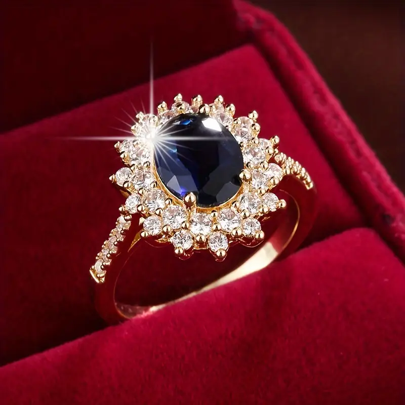 Bright Blue Dark Zirconia Ring