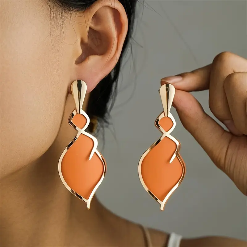 Orange Gold Earrings