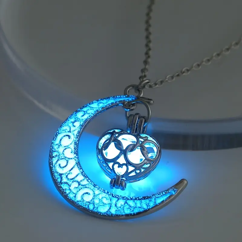 Luminous Moon & Heart Necklace