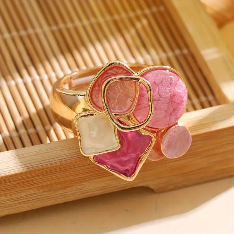 Pink Enamel Gold Ring