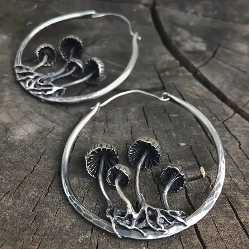 Silvered Fungi Earrings