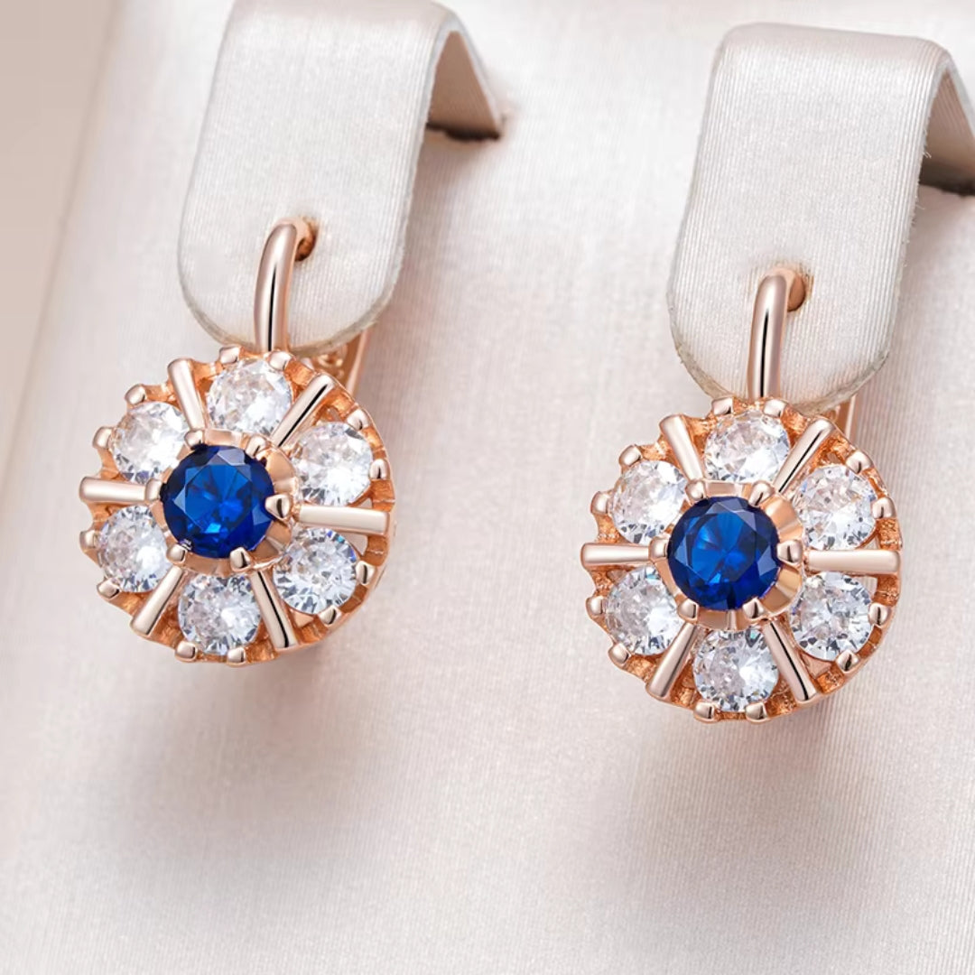 Rounded Blue Crystal Rounded Earrings