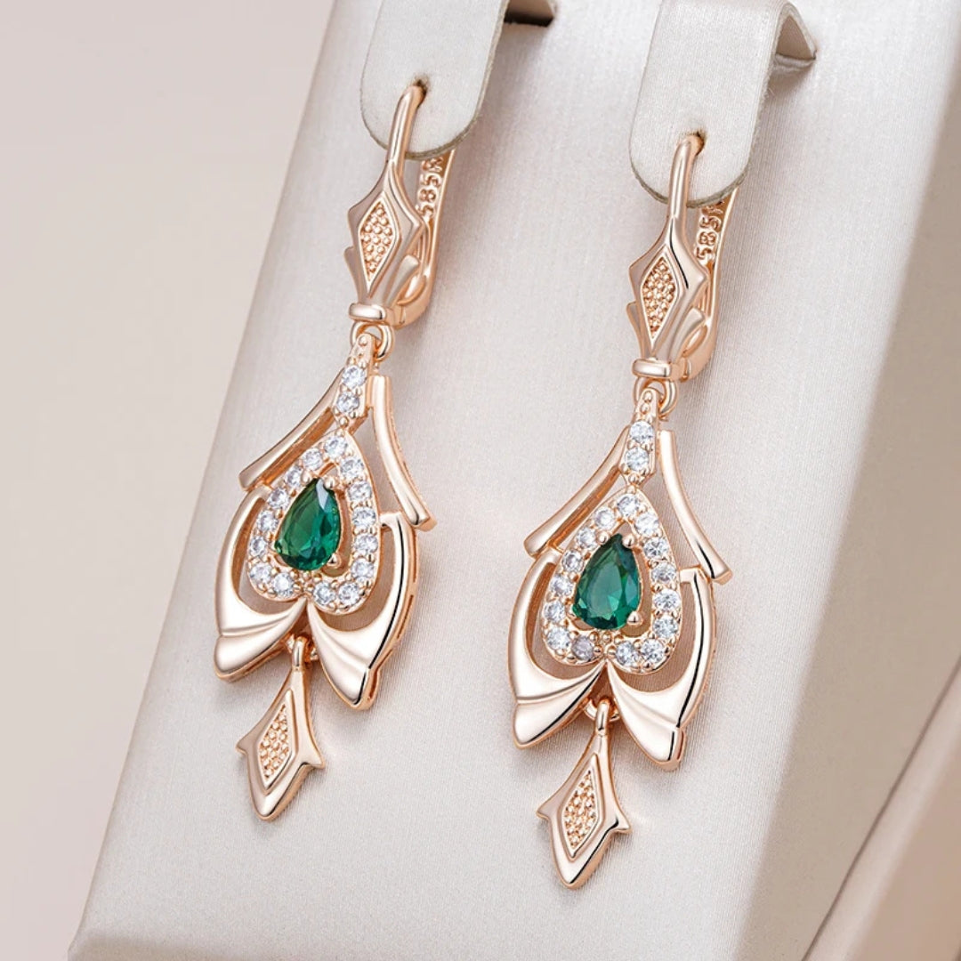 Elegant Green Crystal Tribe Earrings