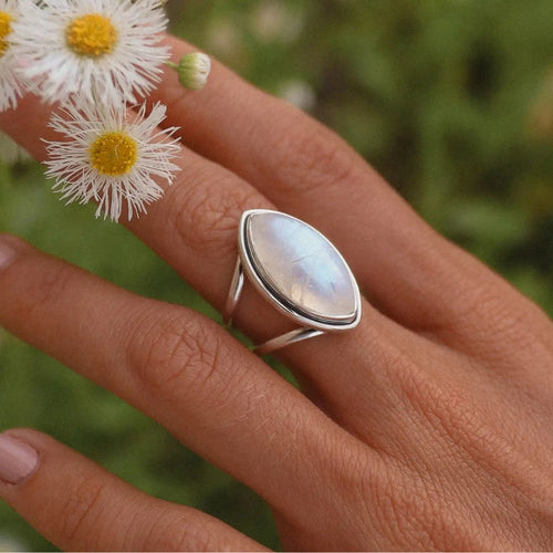 Moonstone Oval Silver Ring