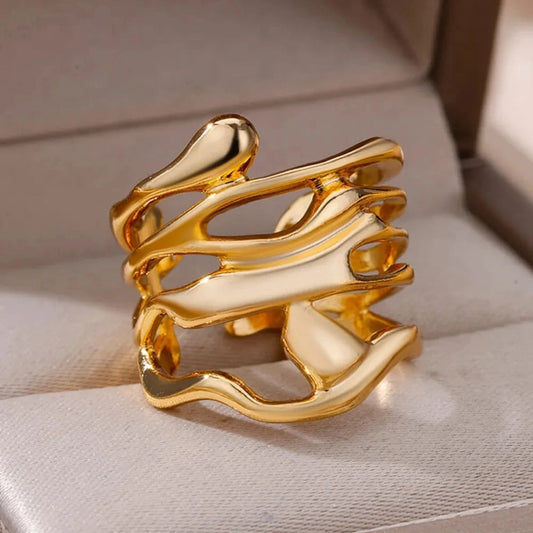 Irregular Forged Gold Ring