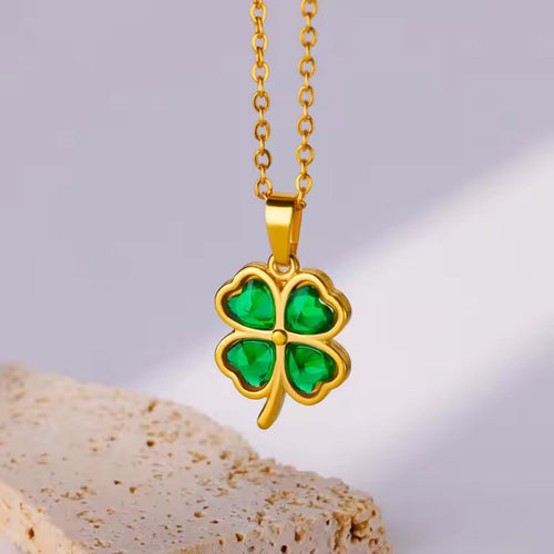 Green Clover Gold Necklace