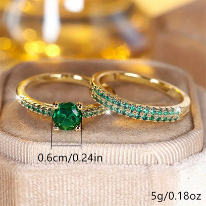 Serena Emerald Duo Ring Set | Gold 18k
