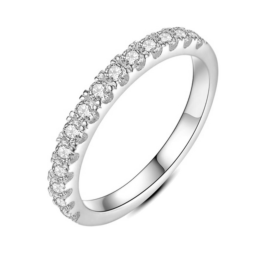 Moissanite Wedding Band | White Gold 18K