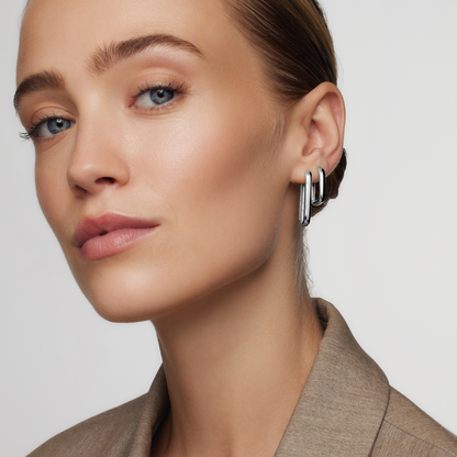 Large Icon Hoops | White Gold 18k