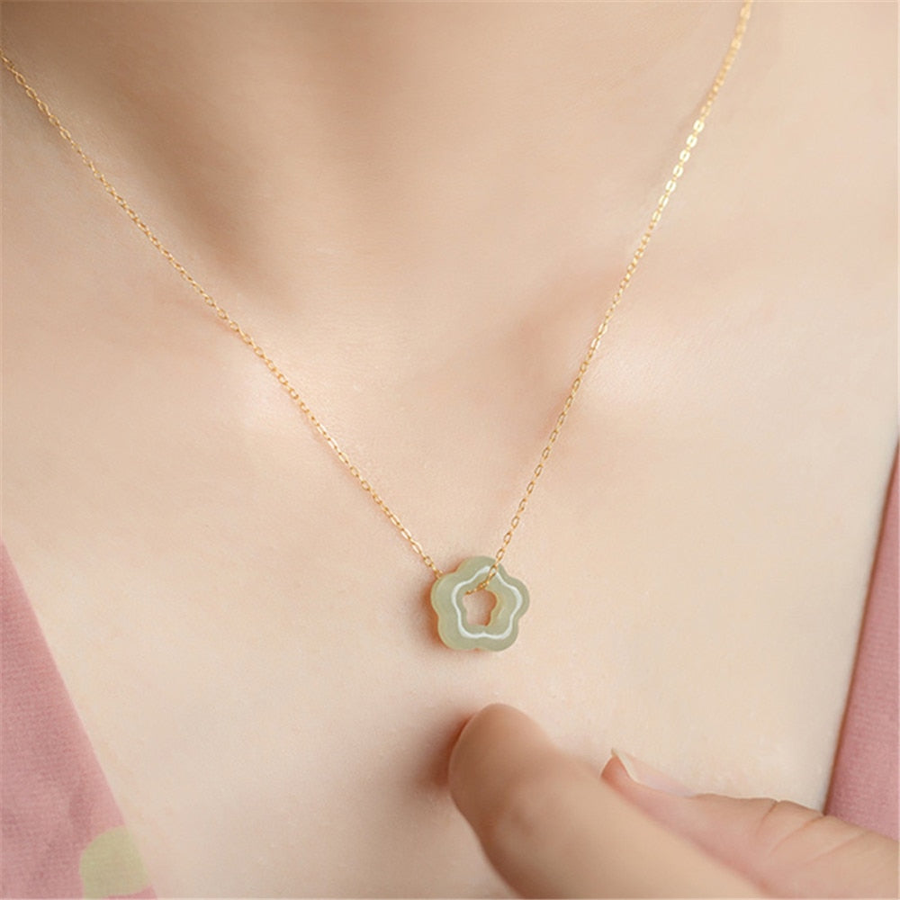 Healing Jade Flower Necklace