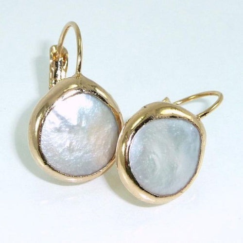 Vintage White Stone Golden Earrings