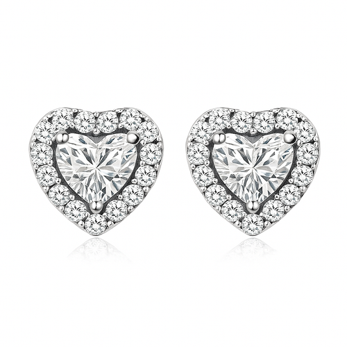 Luna Heart Earrings | White Gold 16k
