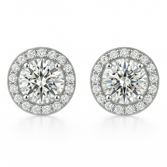 Glacé Glamour round Earrings | White gold 16k