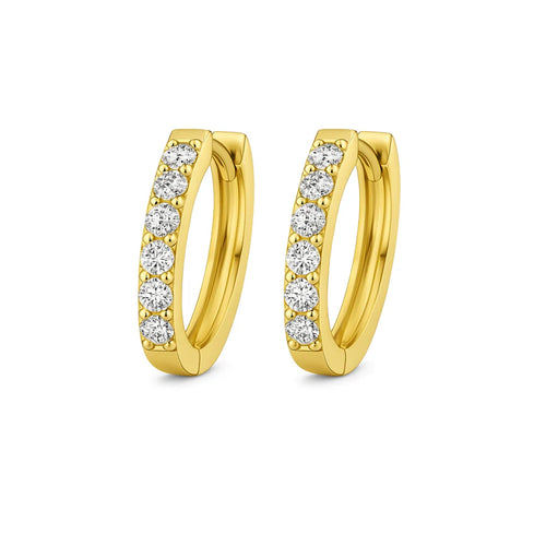 Moissanite Huggie Earrings | Gold 18k