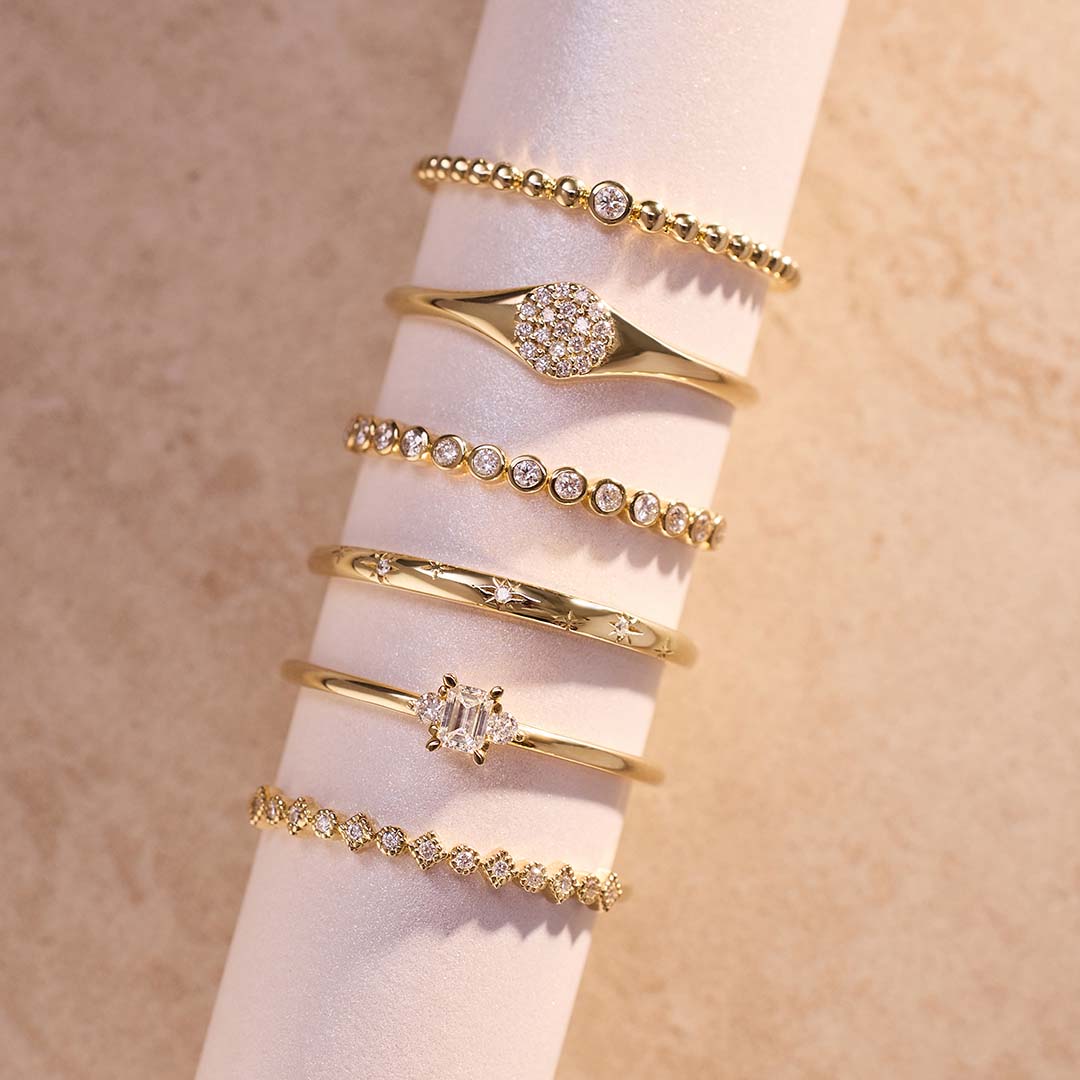 Diamond Bubble Ring | White Gold 14k