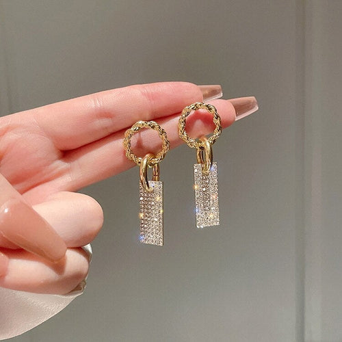 Luxurious Zirconia Earrings in Sterling Silver and Rhinestone Encrusted Baths