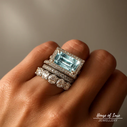 VINTAGE SILVER TURQUOISE GLASS RING SET