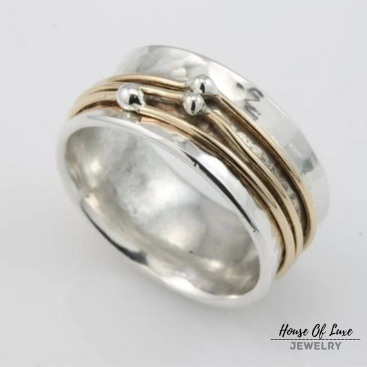 SHINE VINTAGE GOLD LAYERED SILVER RING