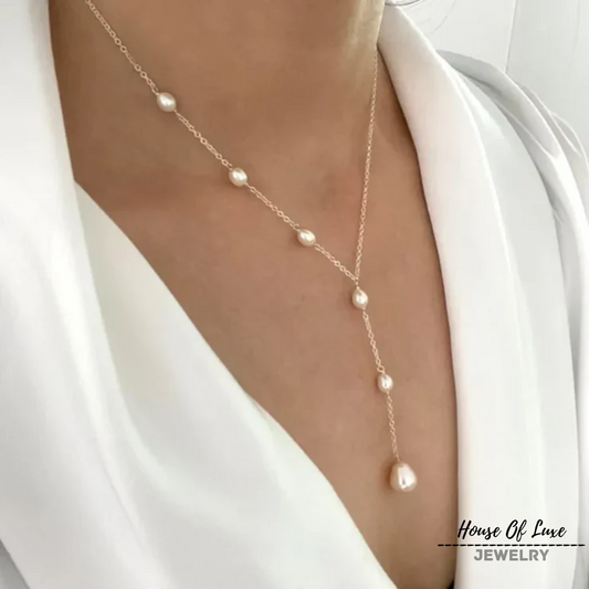ELEGANT RUBY PENDANT & PEARL NECKLACE