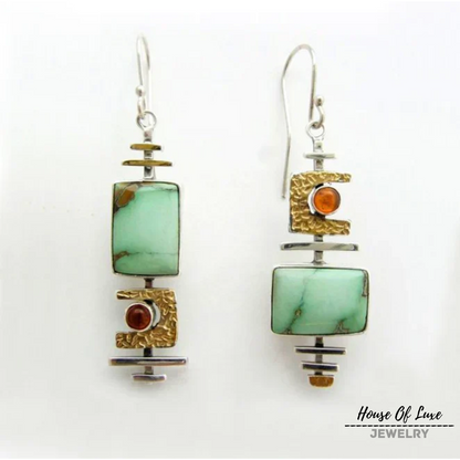 BOHO EARRINGS WITH EMERALD IN SILVER