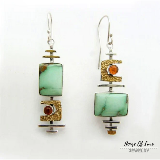 BOHO EARRINGS WITH EMERALD IN SILVER