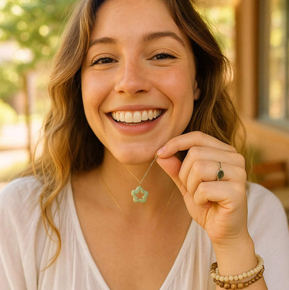 Healing Jade Flower Necklace