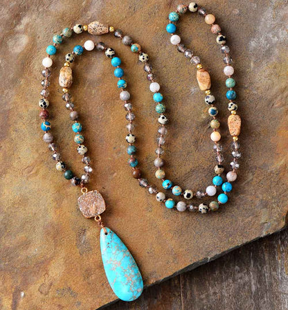 Druzy Jasper Teardrop Necklace