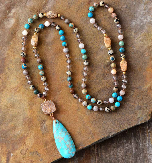 Druzy Jasper Teardrop Necklace