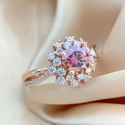 Pink Rounded Sparkling Ring
