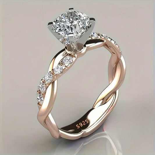 Bright Crystal Rose Braided Ring