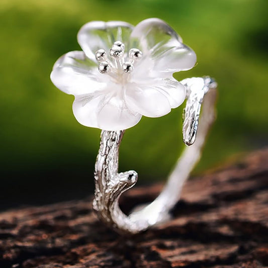 Silver White Lotus Ring