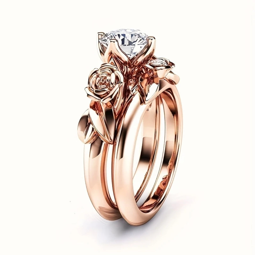 Exquisite Rose Flower Crystal Ring