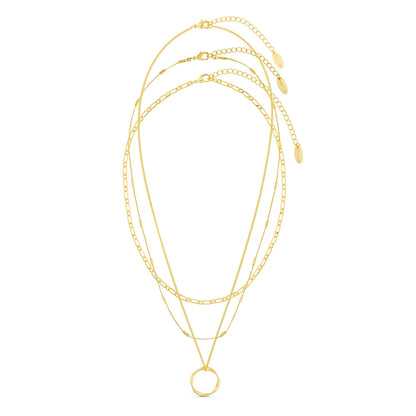 Open Circle Three Row Necklace | White Gold 18k