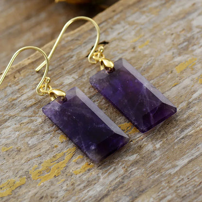 Moonlit Amethyst Gold Earrings
