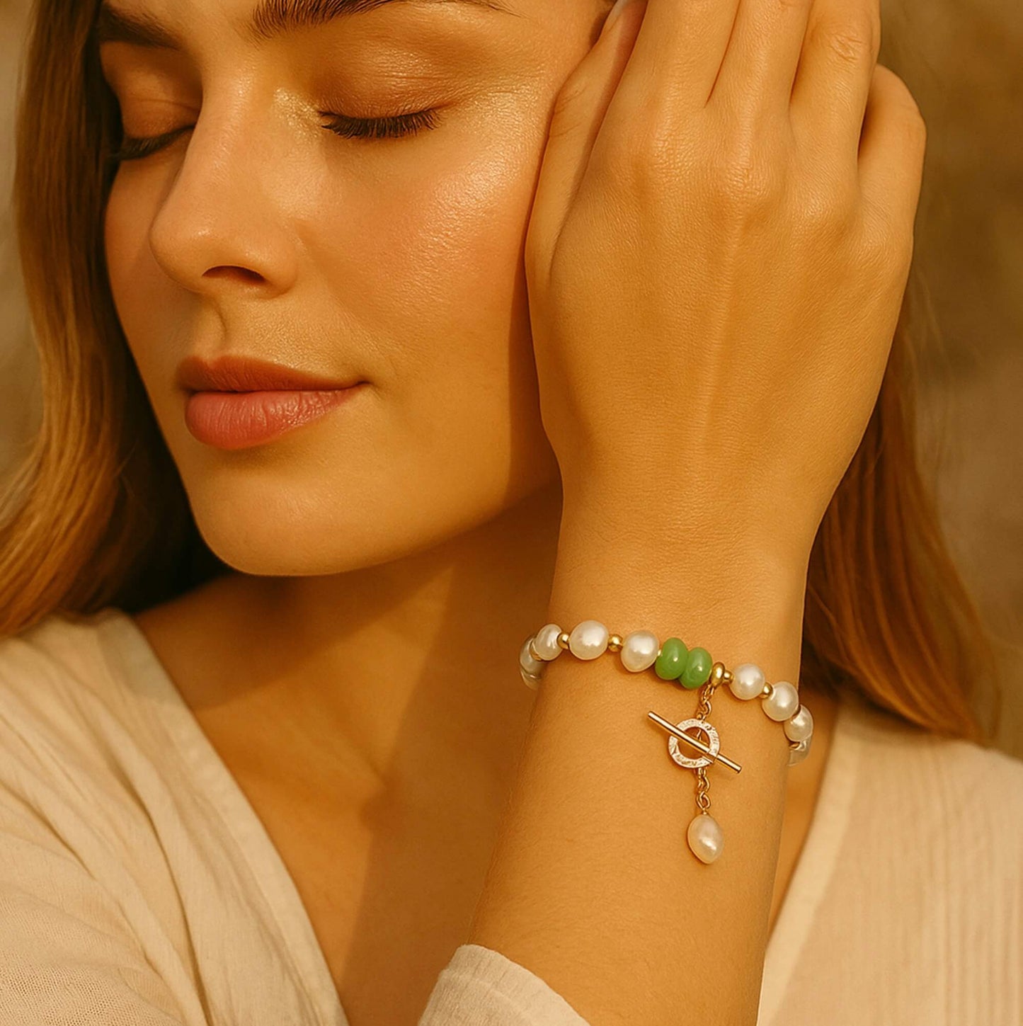Freshwater Pearl & Aventurine Bracelet
