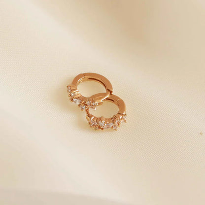 Crystal Cluster Huggies | White Gold 18k