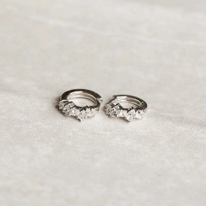 Crystal Cluster Huggies | White Gold 18k