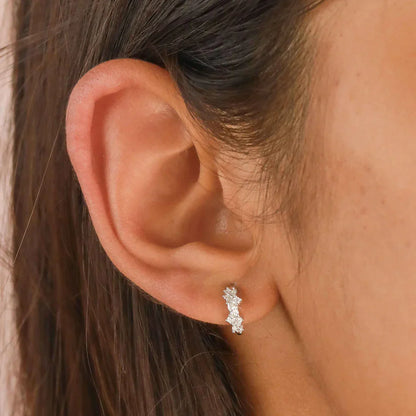 Crystal Cluster Huggies | White Gold 18k
