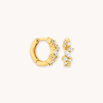 Crystal Cluster Huggies | White Gold 18k