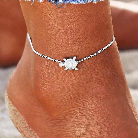 Handmade Silver Turtle Anklet