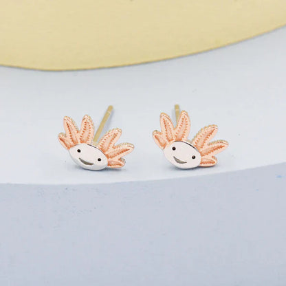 Axolotl Stud Earrings in Sterling Silver