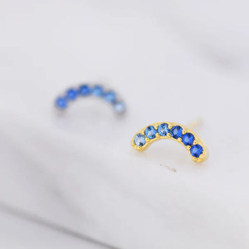 Sapphire Blue Arch Stud Earrings