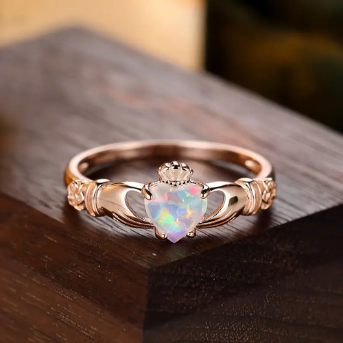 Rose Opal Crown Ring