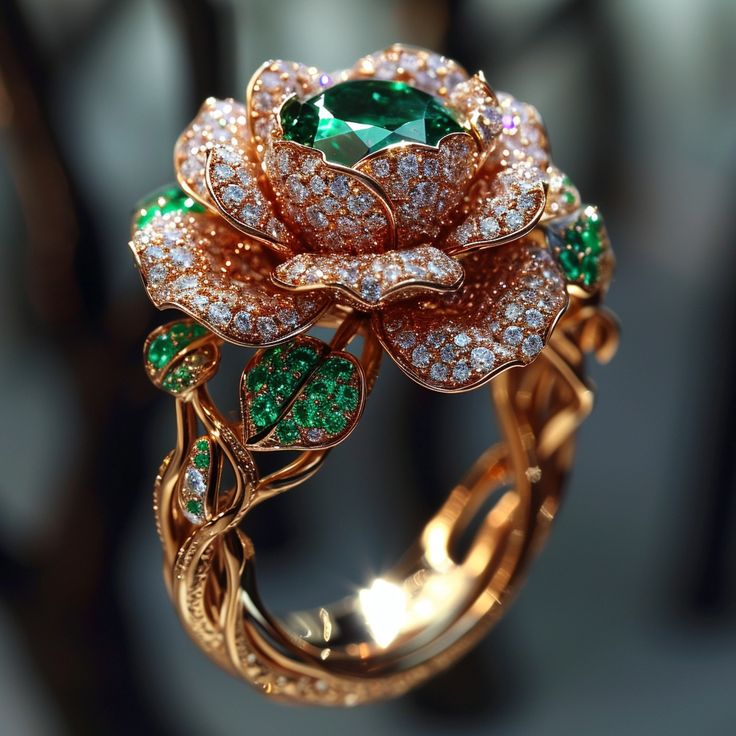 Green Blossom Bright Ring