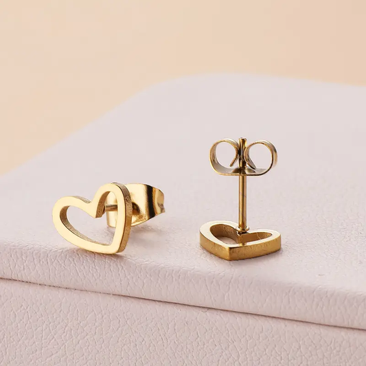 Golden Hollow Heart Earrings